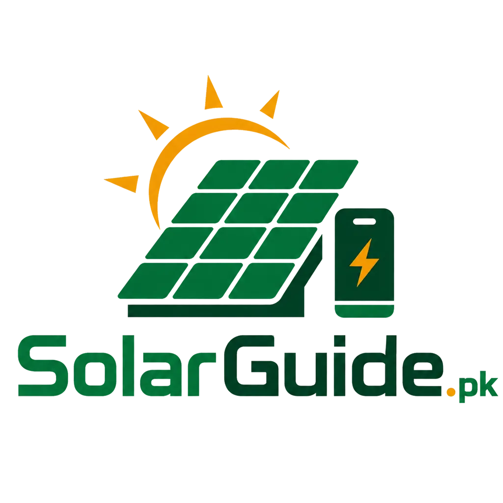 Solar guide company logo illustrating sun energy being captured by solar panels and generating electricity