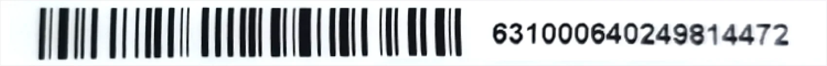 Astronergy module label barcode with the serial number 631000640249814472 printed in plain digits beside the bars